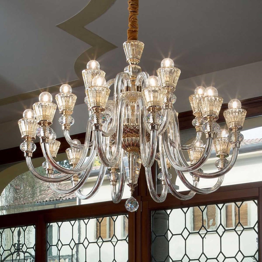 Ideal Lux - Lámpara colgante de cristal STRAUSS 18xE14/40W/230V diá. 85 cm latón
