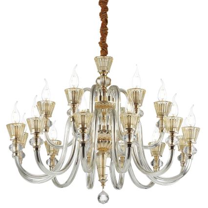Ideal Lux - Lámpara colgante de cristal STRAUSS 18xE14/40W/230V diá. 85 cm latón