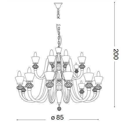 Ideal Lux - Lámpara colgante de cristal STRAUSS 18xE14/40W/230V diá. 85 cm latón