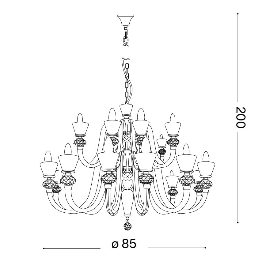 Ideal Lux - Lámpara colgante de cristal STRAUSS 18xE14/40W/230V diá. 85 cm latón