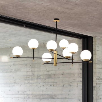 Ideal Lux - Lámpara colgante GOURMET 9xE14/28W/230V diá. 131,5 cm dorado