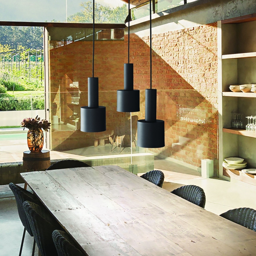 Ideal Lux - Lámpara colgante HOLLY 1xE27/60W/230V diá. 12 cm negro