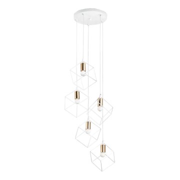 Ideal Lux - Lámpara colgante ICE 5xE27/60W/230V diá. 50 cm blanco