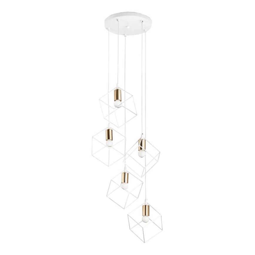 Ideal Lux - Lámpara colgante ICE 5xE27/60W/230V diá. 50 cm blanco