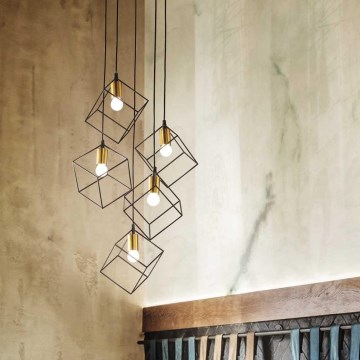 Ideal Lux - Lámpara colgante ICE 5xE27/60W/230V diá. 50 cm negro