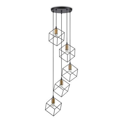 Ideal Lux - Lámpara colgante ICE 5xE27/60W/230V diá. 50 cm negro