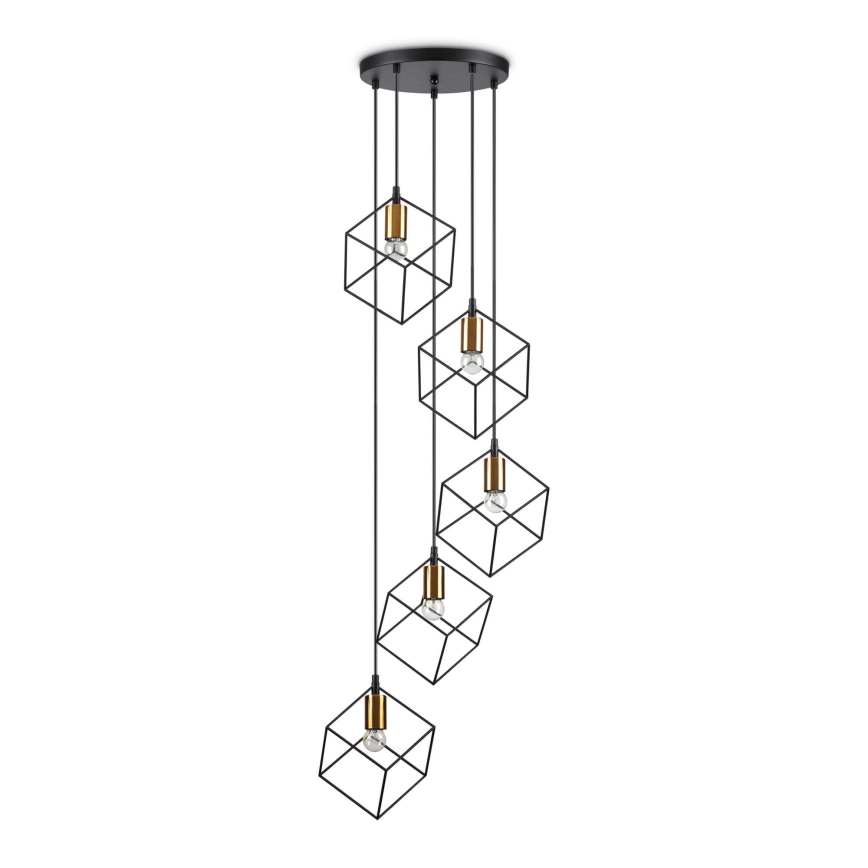 Ideal Lux - Lámpara colgante ICE 5xE27/60W/230V diá. 50 cm negro