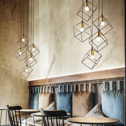 Ideal Lux - Lámpara colgante ICE 5xE27/60W/230V diá. 50 cm negro