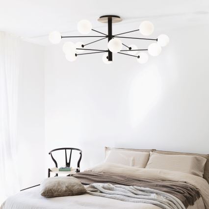 Ideal Lux - Lámpara colgante LED COSMOPOLITAN 12xG9/3W/230V diá. 145 cm negro