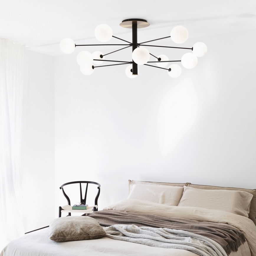 Ideal Lux - Lámpara colgante LED COSMOPOLITAN 12xG9/3W/230V diá. 145 cm negro