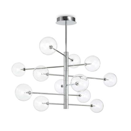 Ideal Lux - Lámpara colgante LED EQUINOXE 12xG4/2W/230V diá. 124 cm cromo brillante/transparente