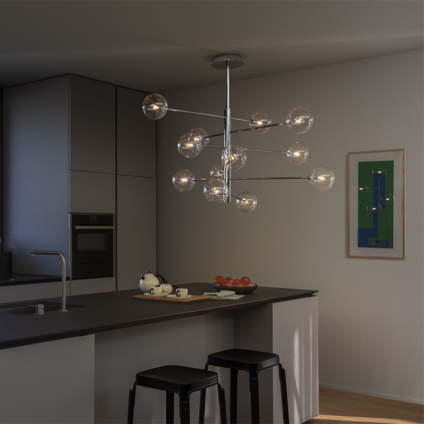 Ideal Lux - Lámpara colgante LED EQUINOXE 12xG4/2W/230V diá. 124 cm cromo brillante/transparente