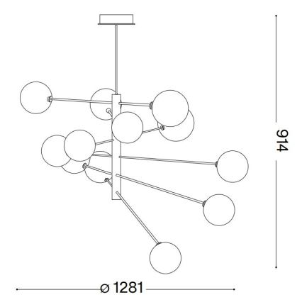 Ideal Lux - Lámpara colgante LED EQUINOXE 12xG4/2W/230V diá. 128,1 cm cromo brillante/ahumado