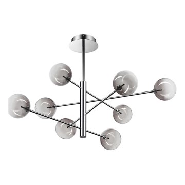 Ideal Lux - Lámpara colgante LED EQUINOXE 8xG4/2W/230V diá. 128 cm cromo brillante/ahumado