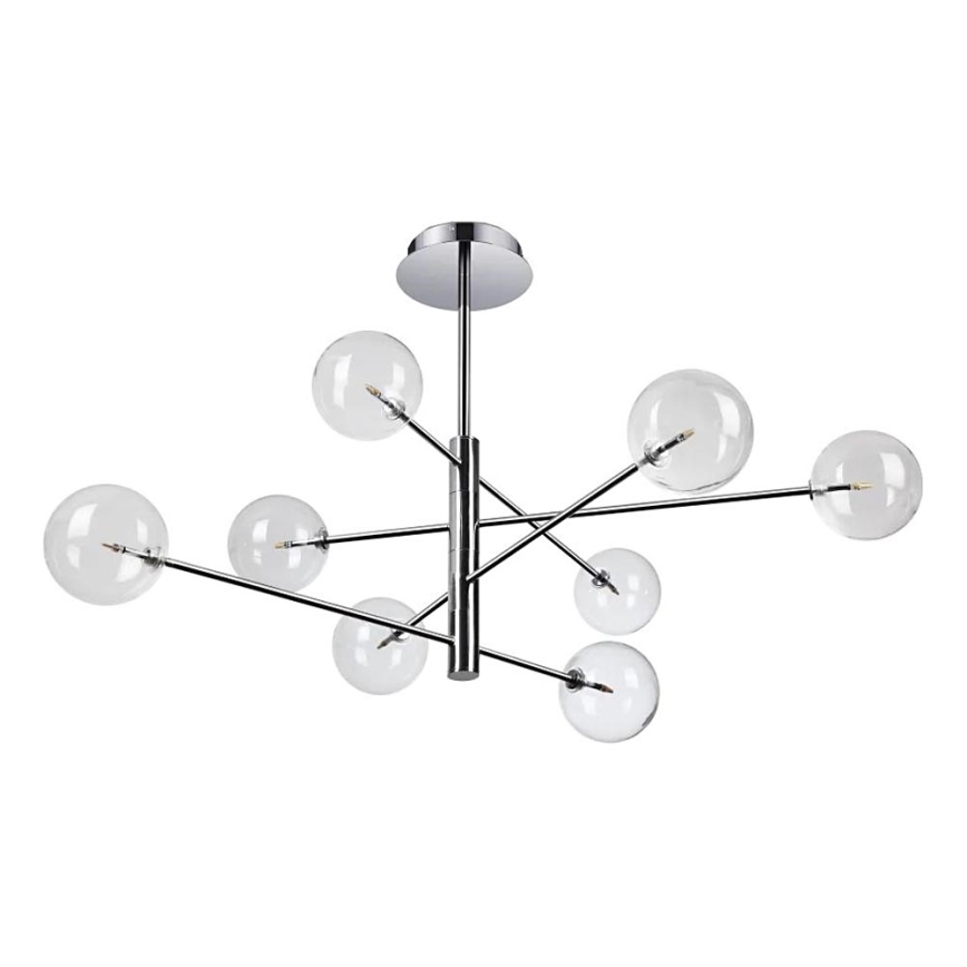 Ideal Lux - Lámpara colgante LED EQUINOXE 8xG4/2W/230V diá. 128 cm cromo brillante/transparente