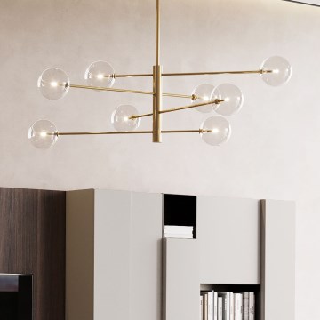 Ideal Lux - Lámpara colgante LED EQUINOXE 8xG4/2W/230V diá. 128 cm latón/transparente