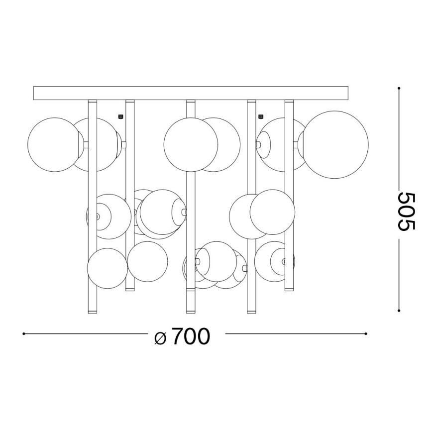 Ideal Lux - Lámpara colgante LED PERLAGE 18xG9/3W/230V diá. 70 cm negro/ahumado