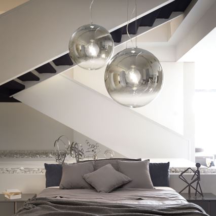 Ideal Lux - Lámpara colgante MAPA 1xE27/42W/230V diá. 50 cm gris/Ahumado