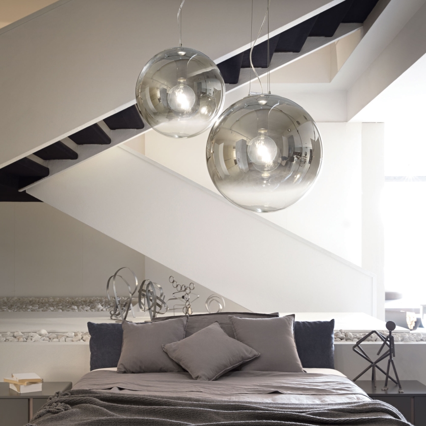 Ideal Lux - Lámpara colgante MAPA 1xE27/42W/230V diá. 50 cm gris/Ahumado