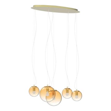 Ideal Lux - Lámpara colgante MAPA 5xE27/42W/230V dorado/ahumado