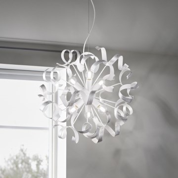 Ideal Lux - Lámpara colgante VORTEX 6xE14/40W/230V diá. 53 cm plata/pátina