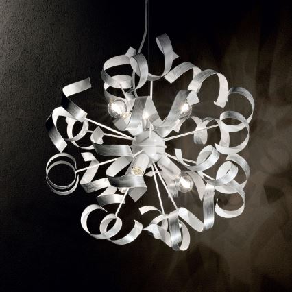 Ideal Lux - Lámpara colgante VORTEX 6xE14/40W/230V diá. 53 cm plata/pátina