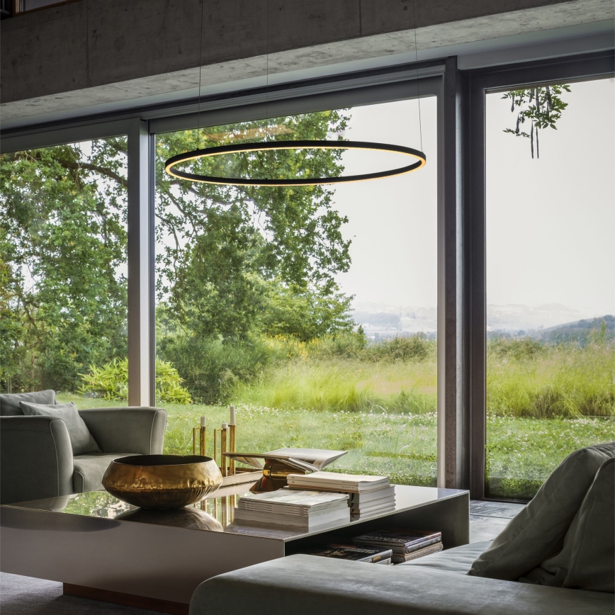 Ideal Lux - Lámpara de araña LED regulable ORACLE SLIM LED/42W/230V 4000K diá. 90 cm CRI 90 negro