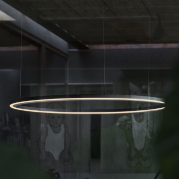 Ideal Lux - Lámpara de araña LED regulable ORACLE SLIM LED/39W/230V 3000K diá. 70 cm negro