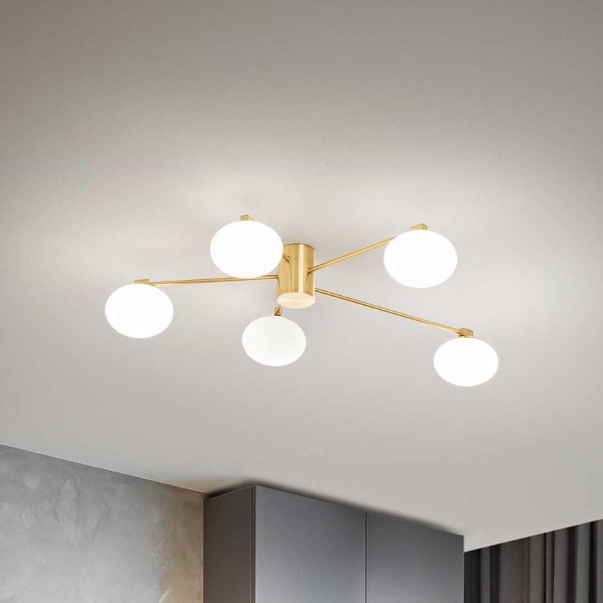 Ideal Lux - Lámpara de techo LED HERMES 5xG9/3W/230V diá. 90 cm dorado