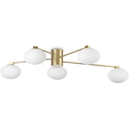 Ideal Lux - Lámpara de techo LED HERMES 5xG9/3W/230V diá. 90 cm dorado