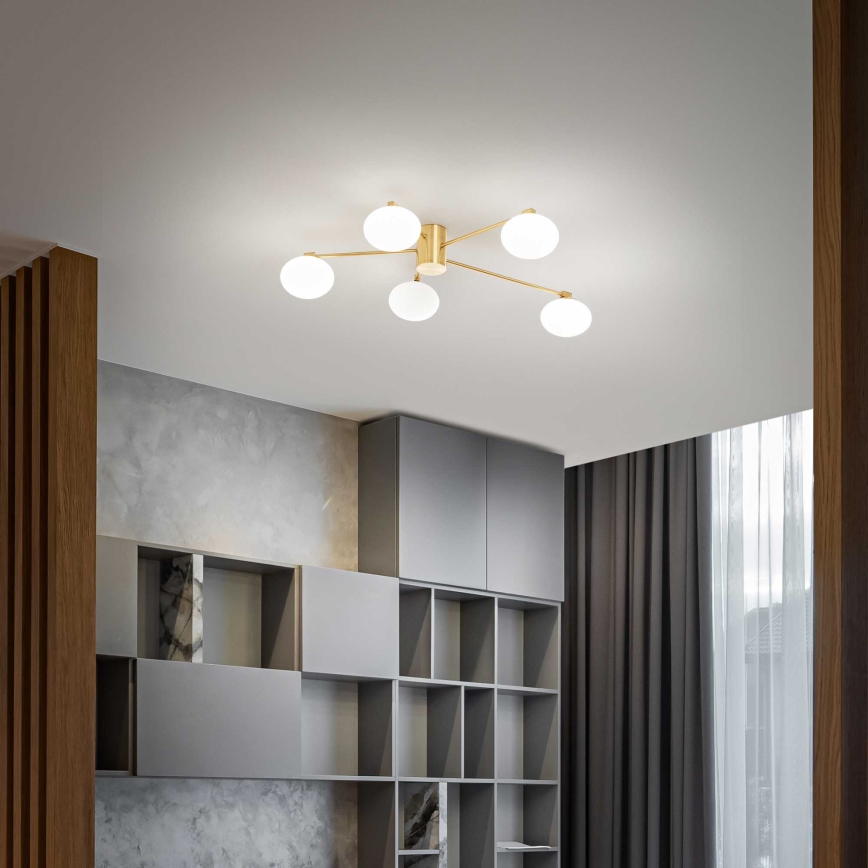Ideal Lux - Lámpara de techo LED HERMES 5xG9/3W/230V diá. 90 cm dorado