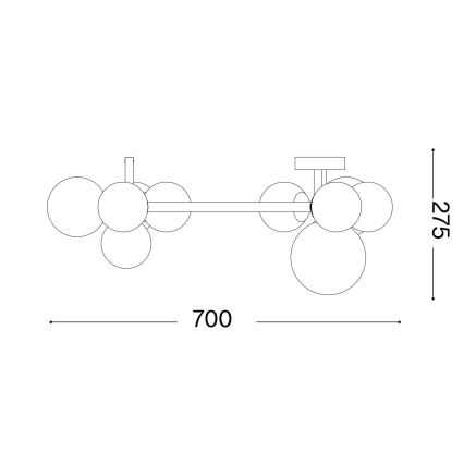 Ideal Lux - Lámpara de techo LED PERLAGE 10xG9/3W/230V diá. 70 cm dorado/blanco