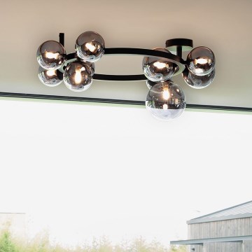 Ideal Lux - Lámpara de techo LED PERLAGE 10xG9/3W/230V diá. 70 cm negro/ahumado