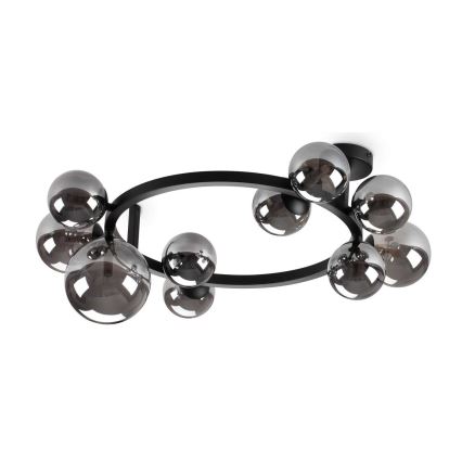 Ideal Lux - Lámpara de techo LED PERLAGE 10xG9/3W/230V diá. 70 cm negro/ahumado
