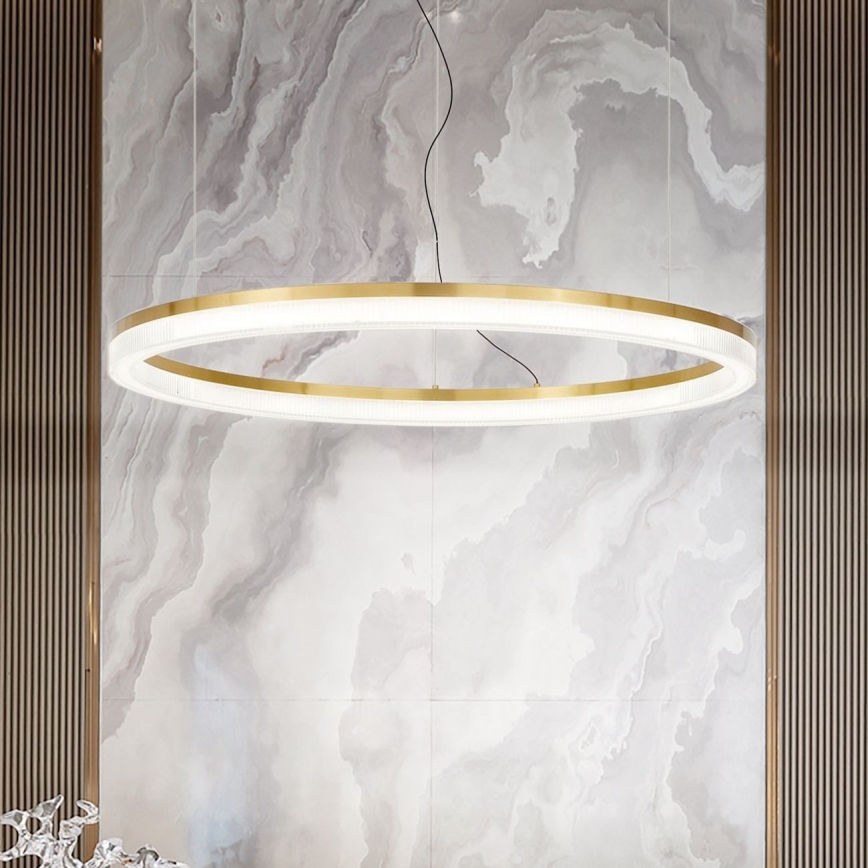 Ideal Lux - Lámpara LED colgante CROWN LED/42W/230V 3000K diá. 80 cm CRI 90 latón
