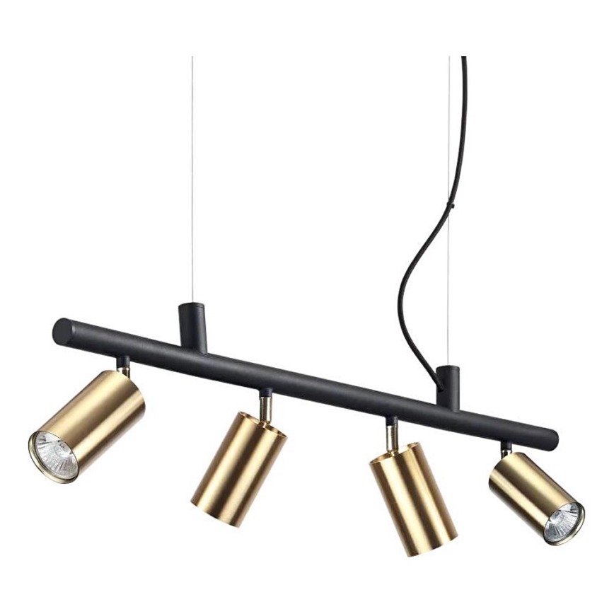 Ideal Lux - Lámpara LED colgante DYNAMITE 4xGU10/7W/230V CRI 90 negro/latón