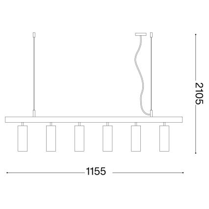 Ideal Lux - Lámpara LED colgante DYNAMITE 6xGU10/7W/230V CRI 90 negro