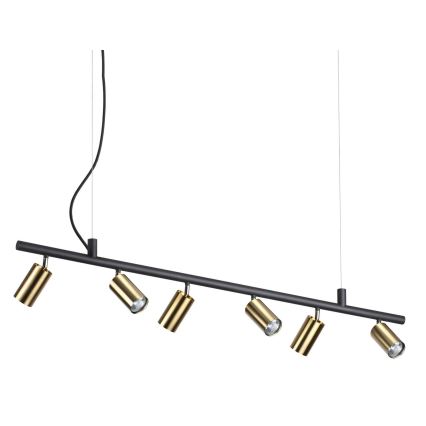 Ideal Lux - Lámpara LED colgante DYNAMITE 6xGU10/7W/230V CRI 90 negro/latón