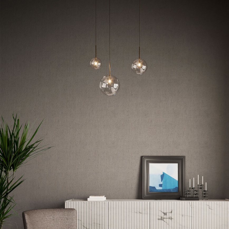 Ideal Lux - Lámpara LED colgante EQUINOXE 1xG4/2W/230V diá. 20 cm latón/ahumado