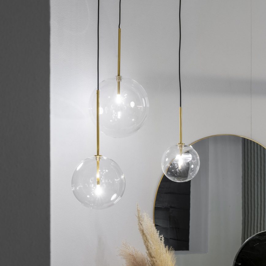 Ideal Lux - Lámpara LED colgante EQUINOXE 1xG4/2W/230V diá. 20 cm latón/transparente