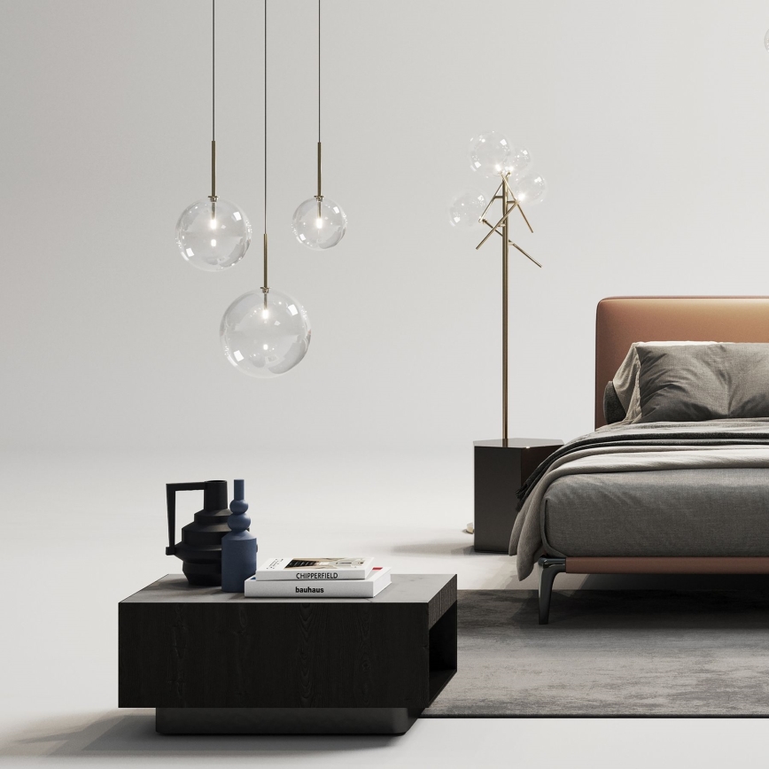 Ideal Lux - Lámpara LED colgante EQUINOXE 1xG4/2W/230V diá. 20 cm latón/transparente