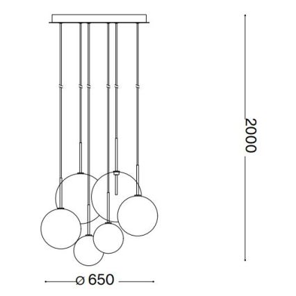 Ideal Lux - Lámpara LED colgante EQUINOXE 6xG4/2W/230V diá. 65 cm cromo brillante/ahumado