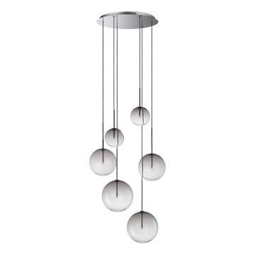 Ideal Lux - Lámpara LED colgante EQUINOXE 6xG4/2W/230V diá. 65 cm cromo brillante/ahumado