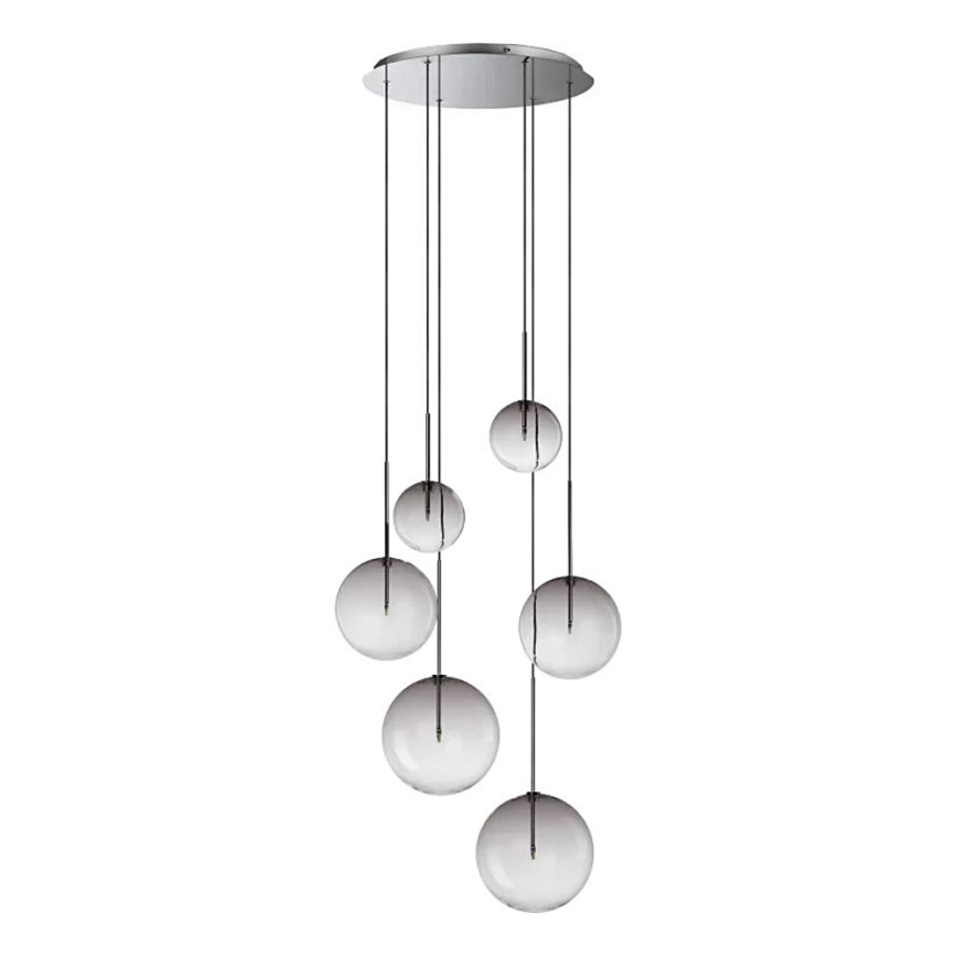 Ideal Lux - Lámpara LED colgante EQUINOXE 6xG4/2W/230V diá. 65 cm cromo brillante/ahumado