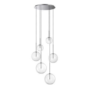 Ideal Lux - Lámpara LED colgante EQUINOXE 6xG4/2W/230V diá. 65 cm cromo brillante/transparente