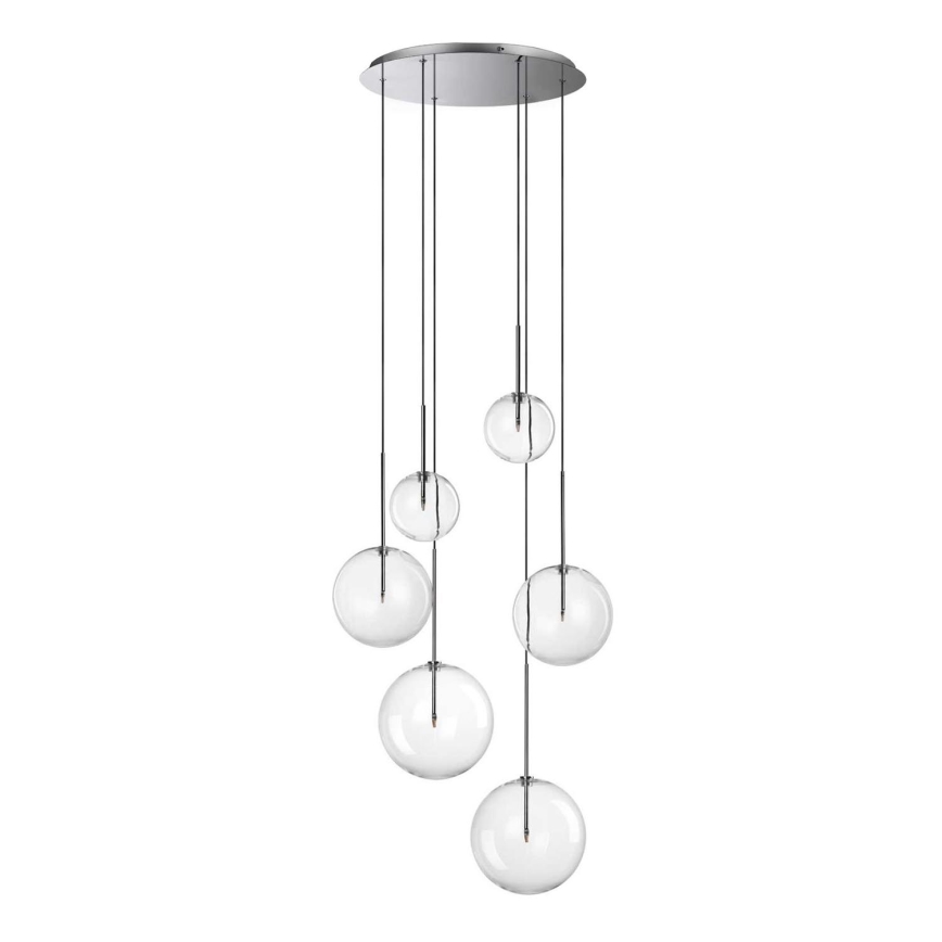 Ideal Lux - Lámpara LED colgante EQUINOXE 6xG4/2W/230V diá. 65 cm cromo brillante/transparente