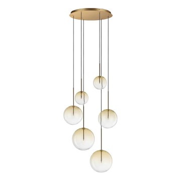 Ideal Lux - Lámpara LED colgante EQUINOXE 6xG4/2W/230V diá. 65 cm latón/ahumado