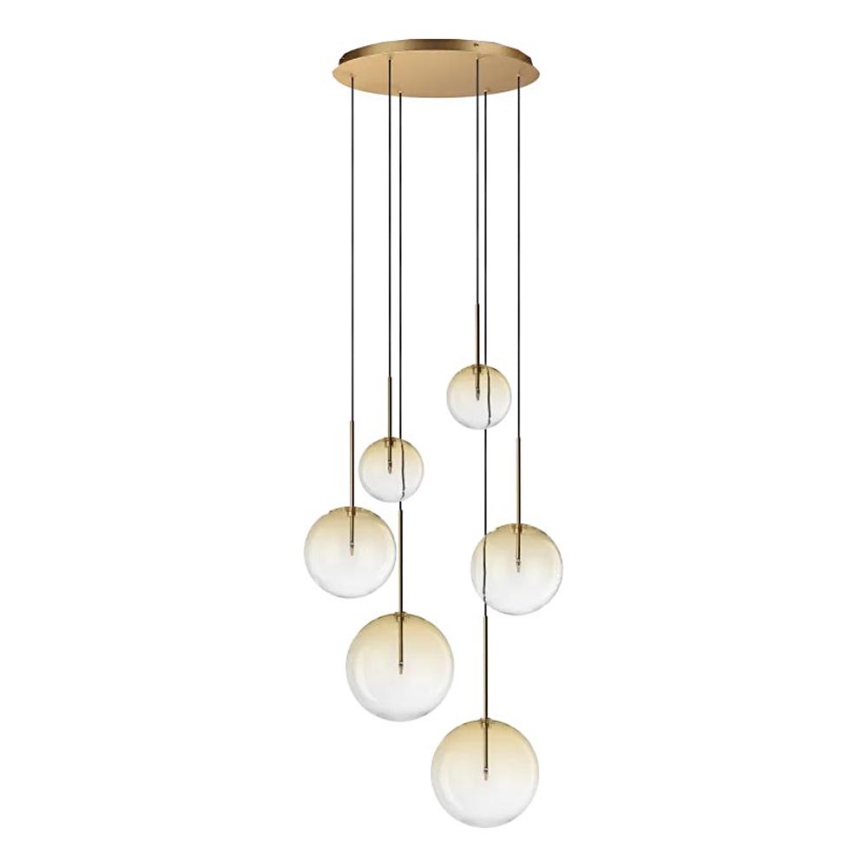 Ideal Lux - Lámpara LED colgante EQUINOXE 6xG4/2W/230V diá. 65 cm latón/ahumado
