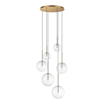 Ideal Lux - Lámpara LED colgante EQUINOXE 6xG4/2W/230V diá. 65 cm latón/transparente