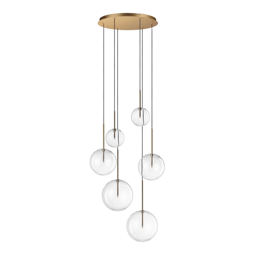Ideal Lux - Lámpara LED colgante EQUINOXE 6xG4/2W/230V diá. 65 cm latón/transparente